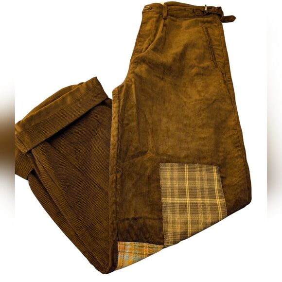 Found‎ Men's brand corduroy flannel plaid patchwork pants nwt size 34 - Picture 4 of 6